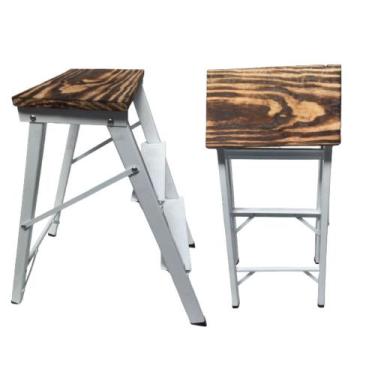 Imagem de Escada Dobravel Banqueta 3 Degraus - HM GARCIA,  Branca