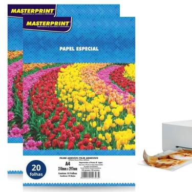 Imagem de Papel Filme Adesivo Vinil Branco Brilhante A4 135g 20 folhas Seca Rápi