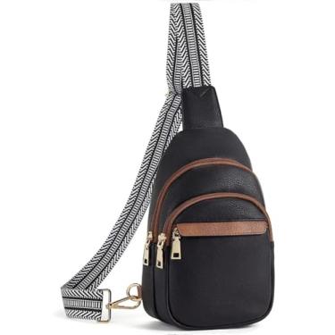 Imagem de Malena Castell Bolsa tiracolo pequena para mulheres: bolsa tiracolo feminina e pochete transversal para mulheres bolsa de peito, Preto, Small