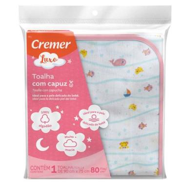 Imagem de Toalha Com Capuz Fralda Soft Cremer Com Capuz 90x75cm - Dugu, Rosa 