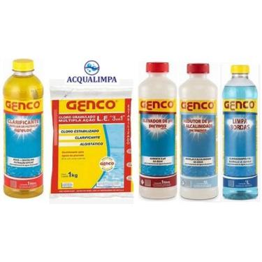 Imagem de Kit limpeza manutenção piscina acqualimpa 9  genco