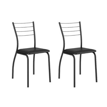 Imagem de Cadeira de Cozinha 1700 Kit 2 Un Preto/Courano Preto - Carraro