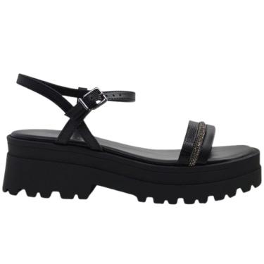 Imagem de Sandália Feminina Casual Dia a Dia Passeio Trabalho Flat Tratorada com Strass Conforto Ramarim 2444203