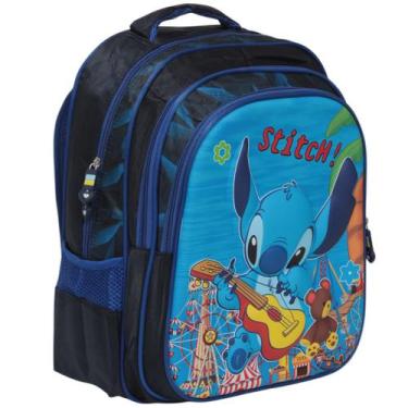 Imagem de Mochila Escolar Stitch Costas Volta As Aulas Cor Azul - Plike