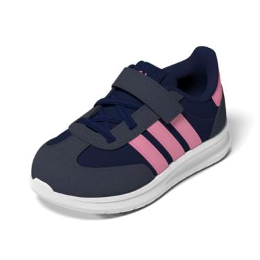 Imagem de adidas Tênis esportivo unissex Baby Run anos 70s 2.0 de renda elástica, Azul escuro/rosa brilhante/azul escuro, 4 Infant