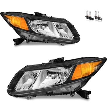 Imagem de KarSpareHub Conjunto de faróis para Honda Civic 4Dr Sedan 2012-2015, para Honda Civic 2012-2013 Coupe Substituição do lado do motorista e do passageiro