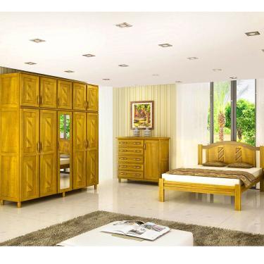 Imagem de Quarto de Casal Grécia: Guarda-Roupa 10 Portas c/ Espelho Cama Cômoda Sapateira Madeira Pinus Freijó - Cavazotto