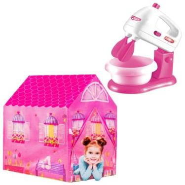 Imagem de Batedeira Infantil Brinquedo Com Som Luz + Barraca Princesa - DM Toys