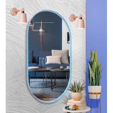 Imagem de Espelho Oval 76x43 Moderno Decorativo - A.J, Azul