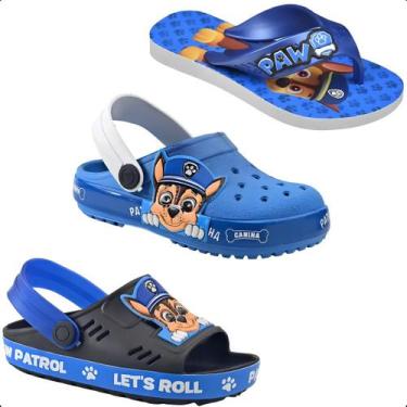 Imagem de Kit 3 pares Sandália Babuche Bebê Chinelo Masculino Patrulha Novidade 