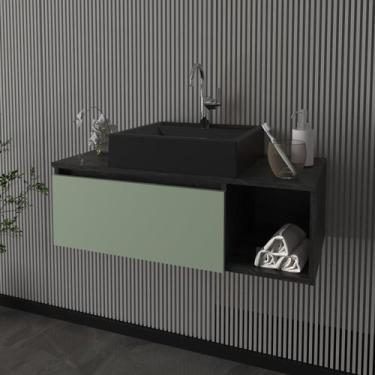 Imagem de Gabinete Suspenso para Banheiro 80cm 1 Porta Basculante 1 Nicho - Tecn