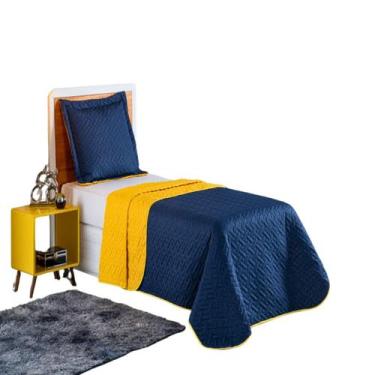 Imagem de Colcha Cobre Leito Roupa Cama Solteiro 2 Pçs Matelado Dupla Face Quart