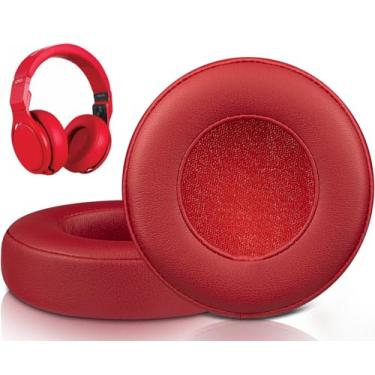 Imagem de SOULWIT Almofadas De Reposição Para Fones Ouvido Monster Beats Pro/By Dr. Dre Detox, Com Couro Proteína Mais Macio, Espuma Isolamento Ruído Alta Densidade - Vermelho
