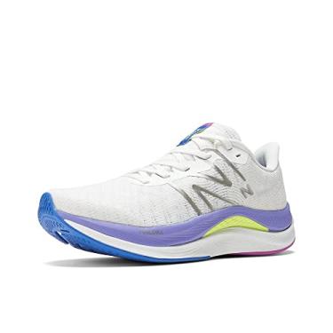 Imagem de New Balance Tênis de corrida feminino FuelCell Propel V4, Branco/Indigo elétrico/30 watts, 40