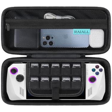 Imagem de RAIALL Capa Rígida Para Console Portátil Asus Rog Ally/Ally X, Bolsa Protetora Viagem Com Bolsos Cartões De Jogo, Cabo Carregador E Fone Ouvido, Preta