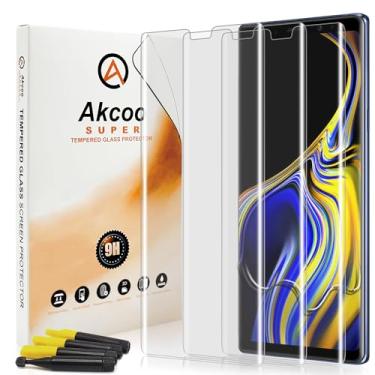 Imagem de [Pacote com 3] Película protetora de tela de vidro temperado para Galaxy Note 9 UV, Akcoo [Versão de capa completa]Película de vidro curvo 3D adesiva para Samsung Note 9 [compatível com capas] [sensível ao toque]