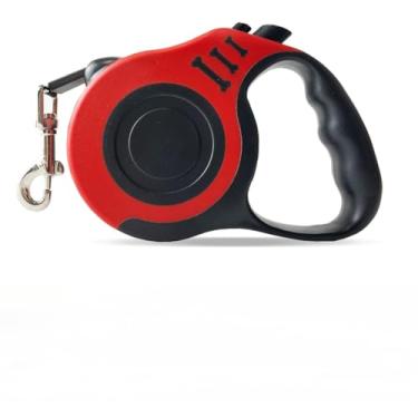 Imagem de Coleira Guia Retrátil 3/5 Metros Pets Cachorro Cães Gatos Resistente Com Trava Até 11.33kg(Vermelho,5 Metro)