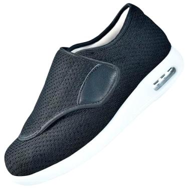 Imagem de QHBPMGAD Sapatos femininos para diabéticos, tênis para idosos de largura larga para mulheres, fecho de velcro ajustável, antiderrapante, respirável, pés inchados para caminhada e edema, Sapatos