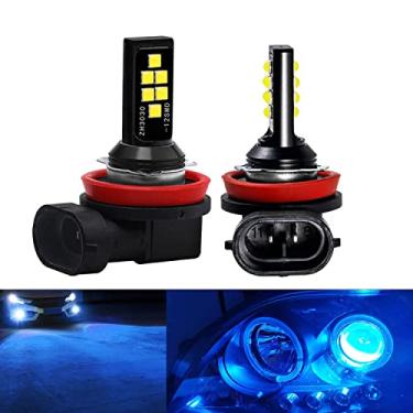 Imagem de SOCAL-LED 2x H11 H8 Lâmpada de neblina LED Avançada 3030 SMD Lâmpada DRL colorida brilhante para uso diurno, Azul claro