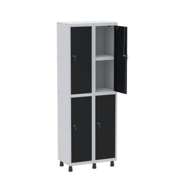 Imagem de Armário Locker 2 Colunas, 4 Portas com Prateleira Central com Duas Cha