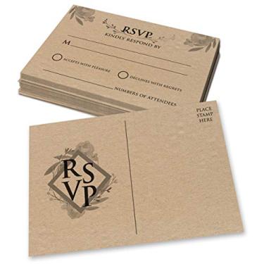 Imagem de Cartões postais RSVP em branco – sem necessidade de envelopes | Ótimo para casamentos, bebês e chás de panela, aniversários | 10 x 15 cm | Capa grossa e durável de 36 kg (216 gsm) Papel cartolina | 50