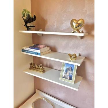 Imagem de 1Prateleira MDF Branco Multiuso com Suporte Bico Tucano 60x20 - Vitor 