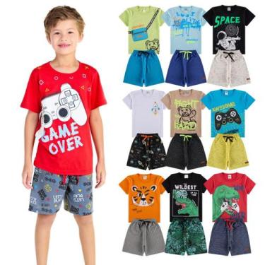 Imagem de Kit Infantil 4 Peças De Roupas Menino Infantil 4 Conjuntos de verão 2 