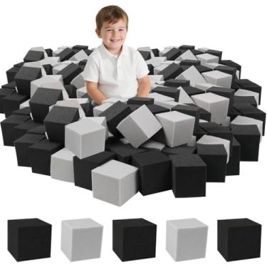 Imagem de WINTECY 48PCS Foam Cubes 5"x5"x5"- Foam Pit Blocks Set, Soft Stacking Blocks for Indoor Games,Trampolines, Gymnastics, Parkour & Action Sport(Light Grey and Black)