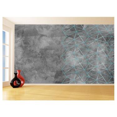 Imagem de Papel De Parede Concreto Linhas Azul Turquesa 3,5M Kkt332