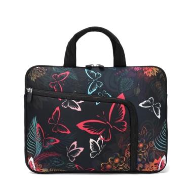 Imagem de Capa para laptop de 11,6 polegadas 12,2 polegadas Chromebook capa para notebook mangas neoprene alça bolsa para homens e mulheres, dois bolsos serve para Apple MacBook Air Samsung Acer HP (borboleta