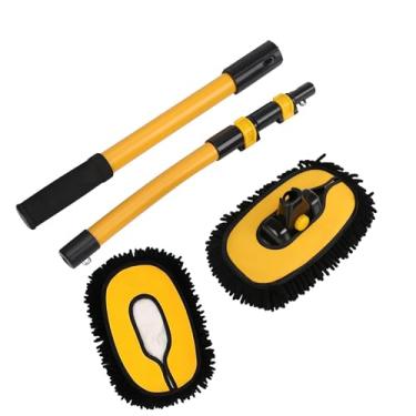 Imagem de Escova de limpeza de carro curva de 15° com alça telescópica de liga de alumínio de 144 cm esfregão de lavagem longo para limpeza de trailers, caminhões, barcos