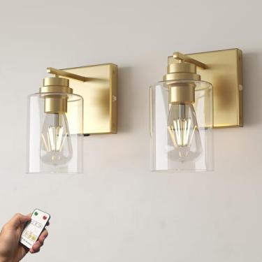 Imagem de ThyFenno Arandela De Parede Operada Por Bateria Com Controle Remoto, Conjunto 2, Luminária Regulável Fácil Instalação, Lâmpada Sem Fio Recarregável Para Quarto, Banheiro, Cozinha, Espelho Maquiagem,