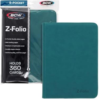 Imagem de BCW Z-Folio 9-Pocket LX Album - Teal | Secure Zipper Card Organizer | Premium Leatherette Card Collection Binder | Trading Card Binder for Pokemon, MTG, Sport Cards and More