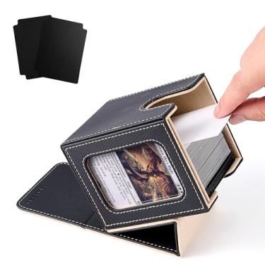 Imagem de Venssu MTG Deck Box for Commander Display,Card Deck Box Fits 100 Double Sleeved Cards, TCG Card Storage Box (Black and Pale Gold, 1 window)