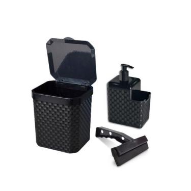 Imagem de Kit Lixeira Pia 5 Litros Porta Detergente Sabão Rodinho de Pia Kit Coz