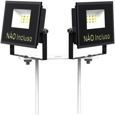 Imagem de Suporte Refletor 2 Espetos Estacas Chão Jardim - Branco