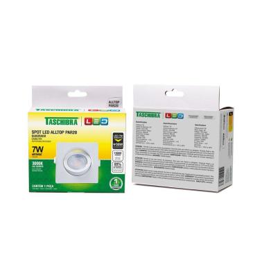 Imagem de Spot Embutir Quadrado Alltop Led Par20 7w - Taschibra 3000k (amarela)