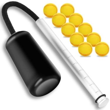 Imagem de Treinador de balanço de beisebol, corda de beisebol e softball, inclui 10 bolas de treinamento e 1 treinador centrífugo, ferramenta de treinamento, auxílio de rebatidas para melhorar a velocidade