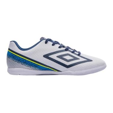 Imagem de Chuteira Futsal, Force, Umbro, Masculina, Branco/Marinho/Cloisonne, 37