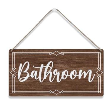 Imagem de Placa de parede para banheiro, casa de fazenda, decoração de parede, vaso sanitário, placa de madeira rústica retrô para decoração de casa 30 x 15 cm