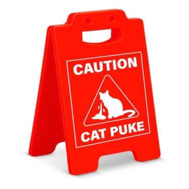 Imagem de Sinal engraçado de gato, vomitado, prudência, decoração de mesa, presentes para amantes de gatos, senhora, mãe, pai, sinal de aviso para gatos, presentes para donos de animais de estimação