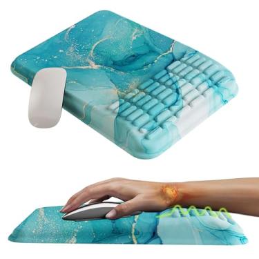 Imagem de MEKASS Mouse pad com descanso de pulso, mousepad ergonômico para alívio da dor no túnel do carpo, suporte de pulso de computador com espuma de memória para escritório em casa (27,2 x 19,8 cm, mármore