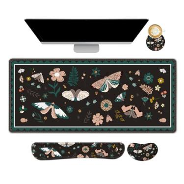 Imagem de Lauspuck Tapete de mouse grande e descanso de pulso para teclado, almofada de mesa para teclado e mouse, mousepad de jogos com suporte de pulso, tapete de mesa antiderrapante para escritório em casa