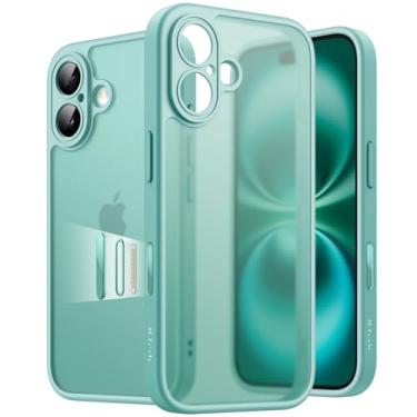 Imagem de JETech Capa Matte para iPhone 16 6,1 Polegadas com Botão de Controle de Câmera, Case Proteção Contra Quedas de Nível Militar à Prova de Choque, Capinha Traseira Translúcida Fosca (Azul Verde)
