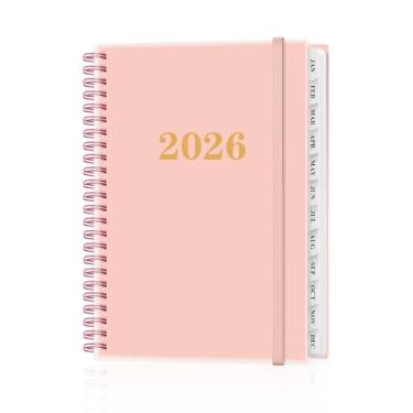 Imagem de Agenda 2025-2026 - Agenda de ano acadêmico de julho de 2025 a junho de 2026, agenda semanal e mensal com abas de 12 meses, bolso interno, 16 cm x 21,6 cm, rosa