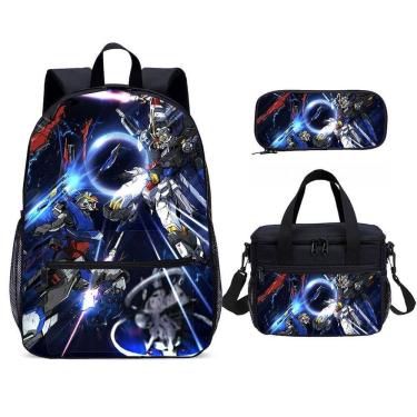 Imagem de Conjunto de mochilas escolares Mobile Suits Gundam Backpack Lunch Pencil