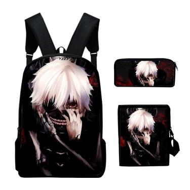 Imagem de Conjunto de 3 peças de mochila Tokyo Ghouls Kanekis Kens Anime School