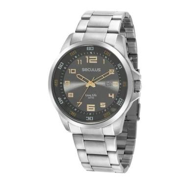 Imagem de Relógio Seculus Masculino Long-Life Prata Cinza 44011G0SVNA2
