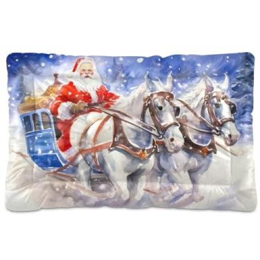 Imagem de Wassud Cama de cachorro para dirigir Papai Noel, cama para cães pequenos, tapete lavável para animais de estimação, cama de gato para dormir, viagens, 45 x 61 cm