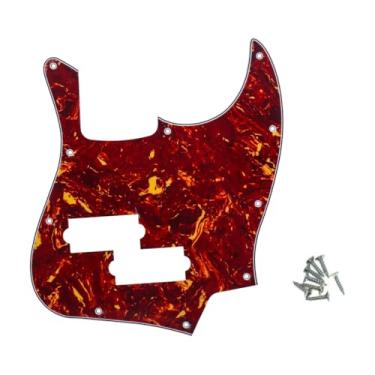 Imagem de ROZILO Vintage Tortoise Jazz Bass Preto Top Estilo Guitarra Pickguard com orifício de captação PB